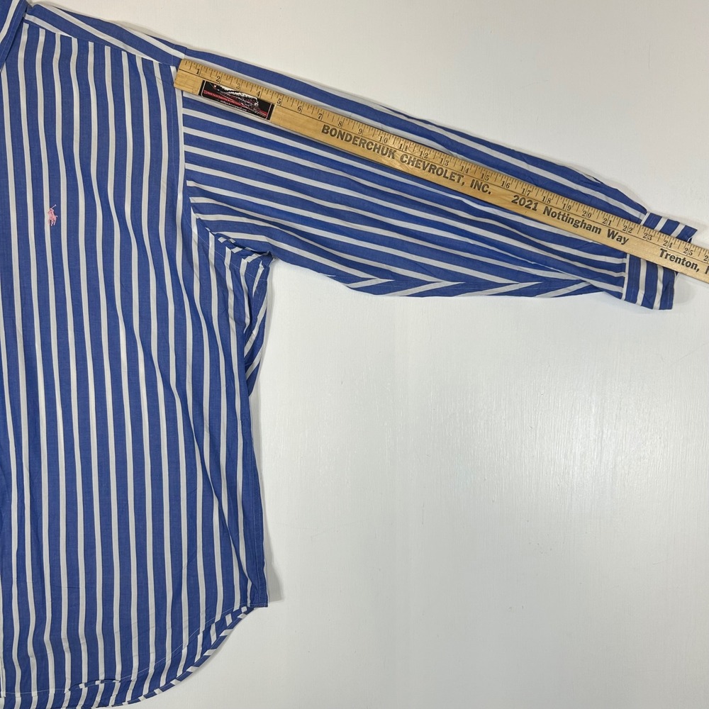 Polo Ralph Lauren Blaire Mens XL Blue White Striped Button Down Shirt Cotton - Picture 6 of 7
